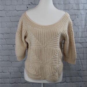 HAND CROCHET TAN SWEATER - Oversized Medium SKU:331
